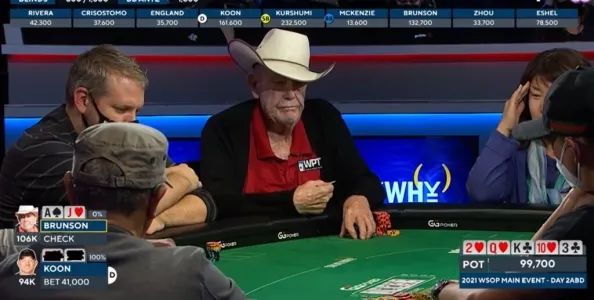 【EV扑克】牌局分析：Doyle Brunson在WSOP主赛事中冷漠的弃掉顺子【EV棋牌】-EV棋牌