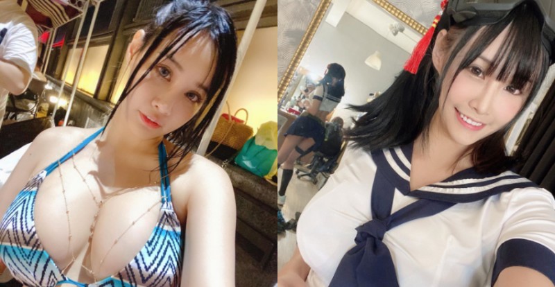 巨乳Coser「Hana Tu 卡比兔」胸前真的好會卡　逛街不用騰手出來拿飲料【EV棋牌】-EV棋牌