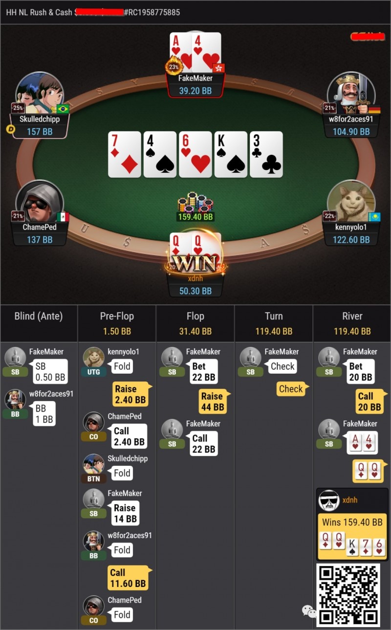 【EV扑克】牌局分析：NL10练习场——QQ 3bet pot【EV棋牌】-EV棋牌