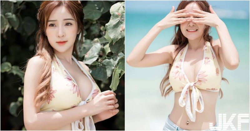 好甜美！「清純大奶妹」海邊嬉鬧奔跑！「飽滿美乳」雪白水嫩太可愛了吧！【EV棋牌】-EV棋牌